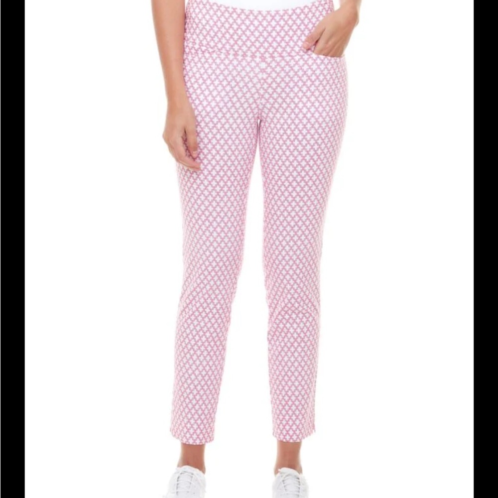 Golf pants Pink and White Patterned Pants